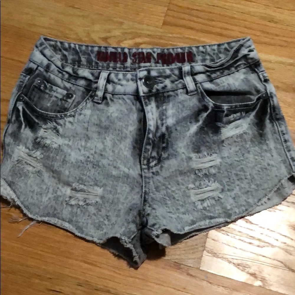 grey/black jean shorts